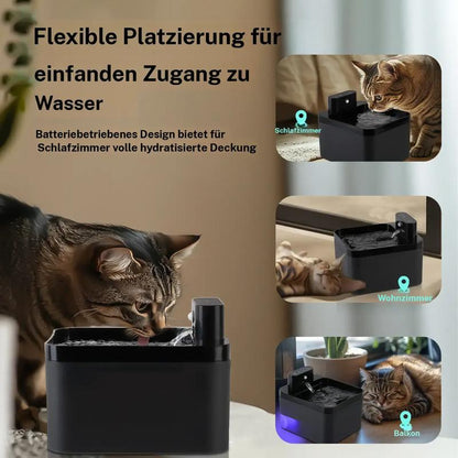 Fuente de agua automática para gatos 2.2 L, bebedero para mascotas a batería con sensor de movimiento