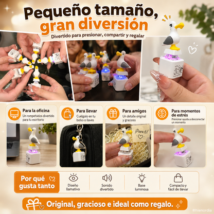 😂 Llavero de gaviota luminosa con sonido: pulsa y ríete, diversión antiestrés para el bolso, las llaves y como regalo 🎁✨