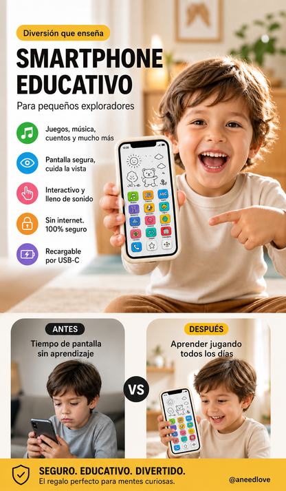 📱 50% DESCUENTO – Teléfono inteligente educativo para niños | Didáctico, respetuoso con la vista e ideal para el aprendizaje temprano ✨👶