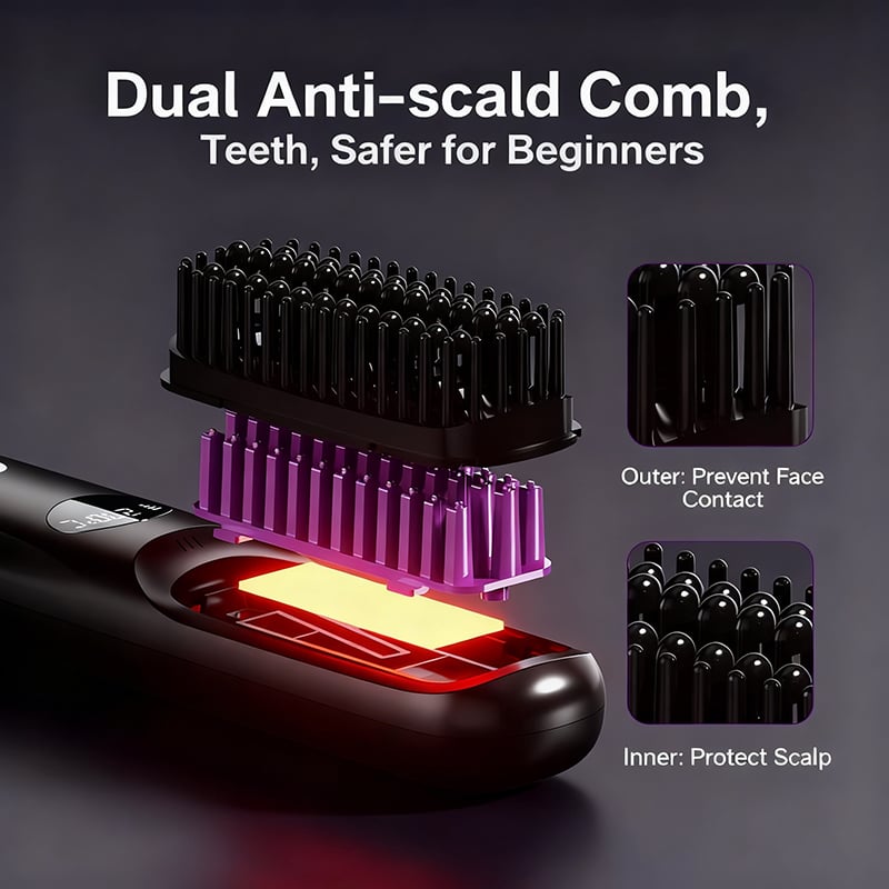 Plancha de Cabello Inalámbrica 2 en 1 con Pantalla LED