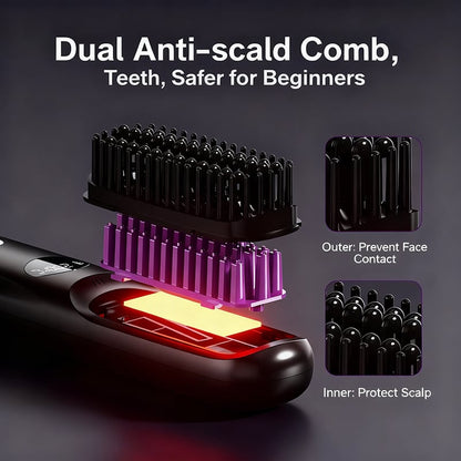 Plancha de Cabello Inalámbrica 2 en 1 con Pantalla LED
