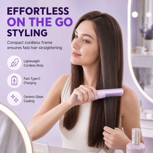 👩Modella i capelli in 3 secondi! Crea acconciature meravigliose sempre e ovunque. 💁Mini pettine wireless portatile per modellare la frangia