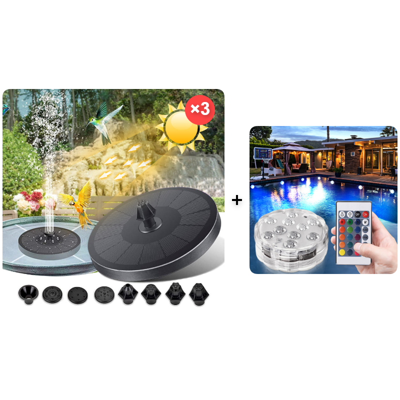Fuentes flotantes solares - Ilumine instantáneamente su jardín (49% DE DESCUENTO)