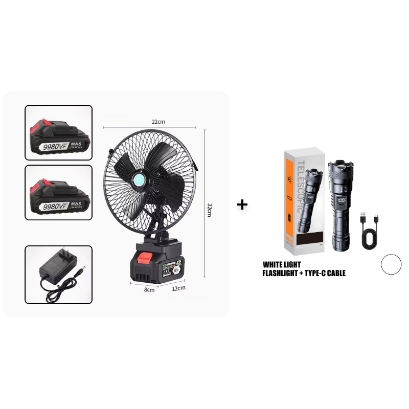 Ventilador Portátil Recargable para Camping, Inalámbrico con Batería USB