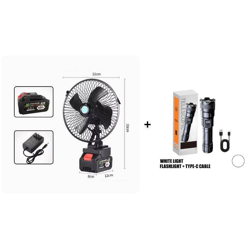 Ventilador Portátil Recargable para Camping, Inalámbrico con Batería USB