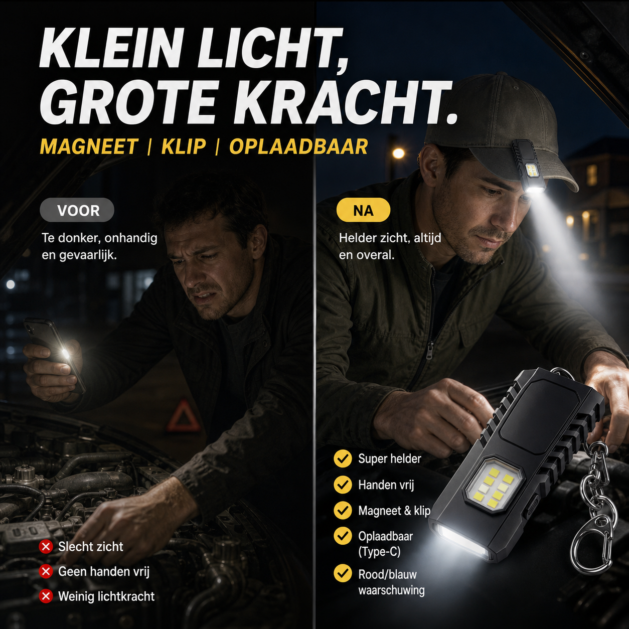 🔦 Mini Linterna LED Llavero ✨ Recargable USB Potente | 🧲 Lámpara de Trabajo Magnética | 🧢 Lámpara para Gorra | 🚶 Luz de Seguridad Nocturna | ⚡ Dispositivo de Iluminación de Emergencia Multifuncional para Exteriores