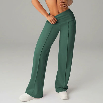 🔥 50% DE DESCUENTO 🔥Pantalones casuales de mujer de cintura alta y pierna ancha 👖✨