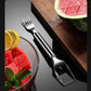 Cortador y Tenedor de Fruta de Acero Inoxidable 2 en 1 – ¡Para Servir Fruta Rápida y Fácilmente!