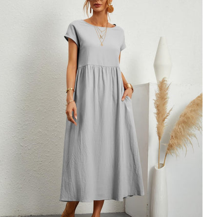 💝 Vestido holgado sin mangas de algodón con bolsillos y color liso