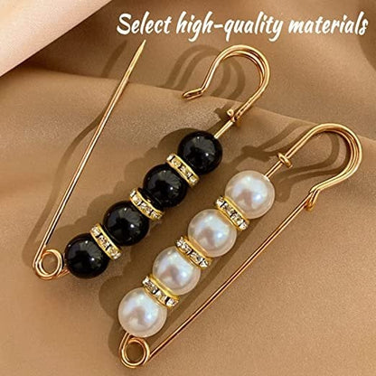 Broche imperdible con perlas y strass de fantasía