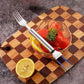 Cortador y Tenedor de Fruta de Acero Inoxidable 2 en 1 – ¡Para Servir Fruta Rápida y Fácilmente!