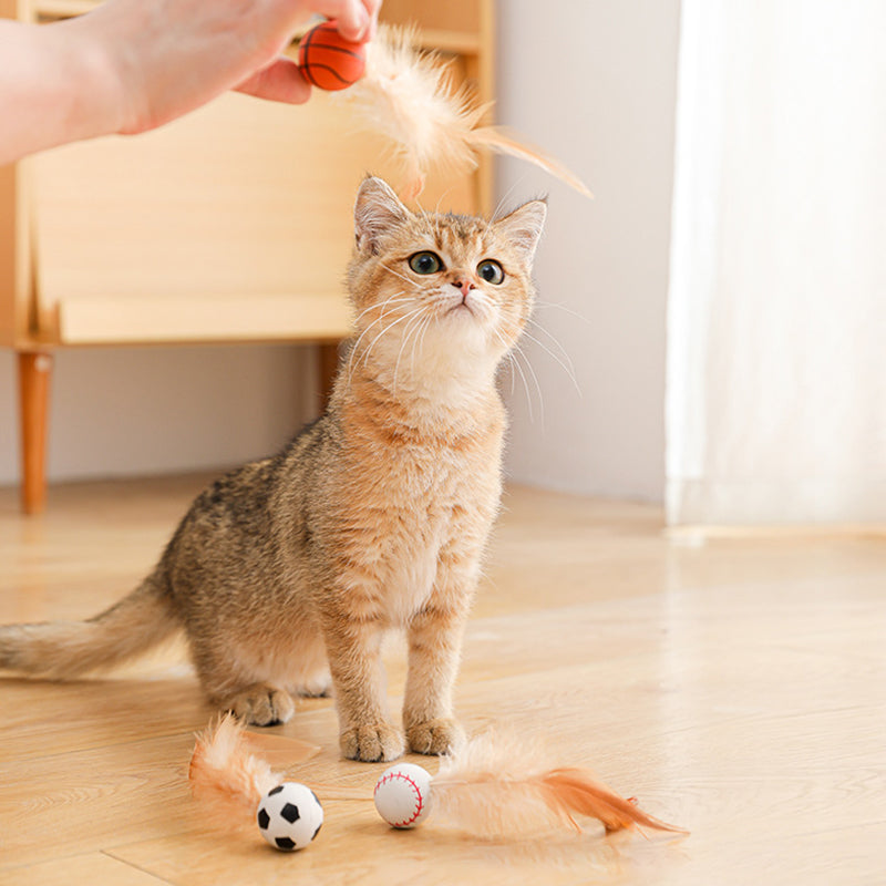 Pelota Interactiva para Gatos con Pluma