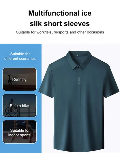 🔥Nuevos Ingresos🔥Camisa de Vestir en Seda Térmica de Secado Rápido
