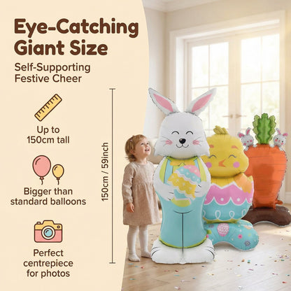 🐰🎉Globo gigante 3D con forma de conejo que se mantiene en pie por sí solo. Alegría festiva