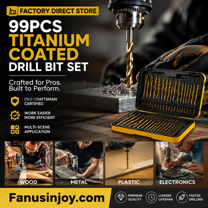 ¡50% DE DESCUENTO POR TIEMPO LIMITADO! 🔥 🔧 ¡La herramienta de alta eficiencia favorita de los artesanos expertos! Oferta directa de fábrica - Juego de brocas con recubrimiento de titanio de 99 piezas