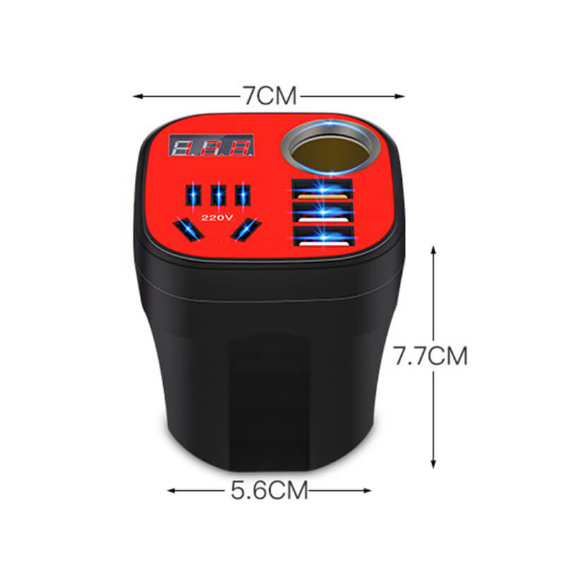 🔥Oferta Especial: 50% de Descuento🔥Convertidor Inversor Tipo Taza Montado en El Coche Cargador QC