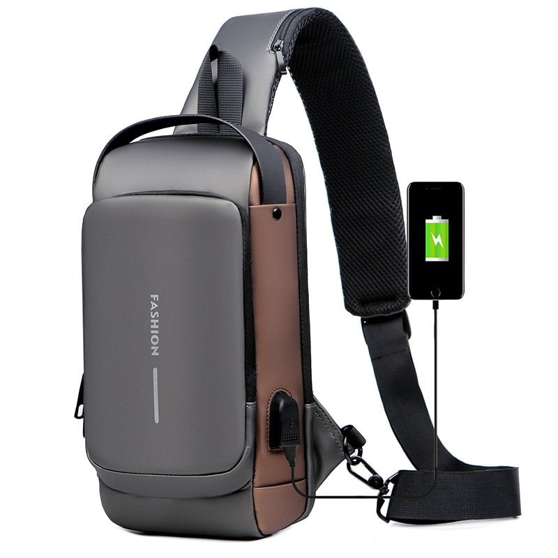 🔥Tracolla in pelle antifurto con ricarica USB