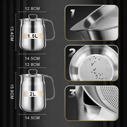 🎅 Frenesí invernal - A mitad de precio 🎊 Recipiente multiusos de acero inoxidable 304 de gran capacidad para filtros de aceite.