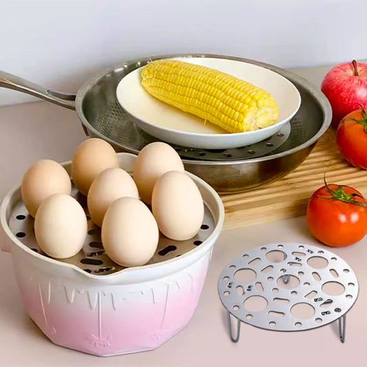 Rejilla de Vapor de Acero Inoxidable Plateado con Soporte para Cocinar