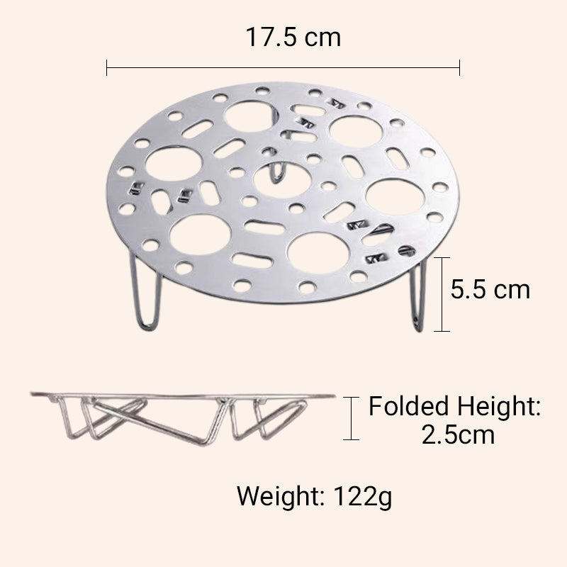 Rejilla de Vapor de Acero Inoxidable Plateado con Soporte para Cocinar