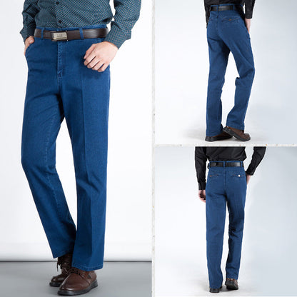 👖Jeans de Cintura Alta Rectos para Hombre | Elásticos, Holgados y Ligeros para Primavera-Verano ✨ Comodidad Todo el Día