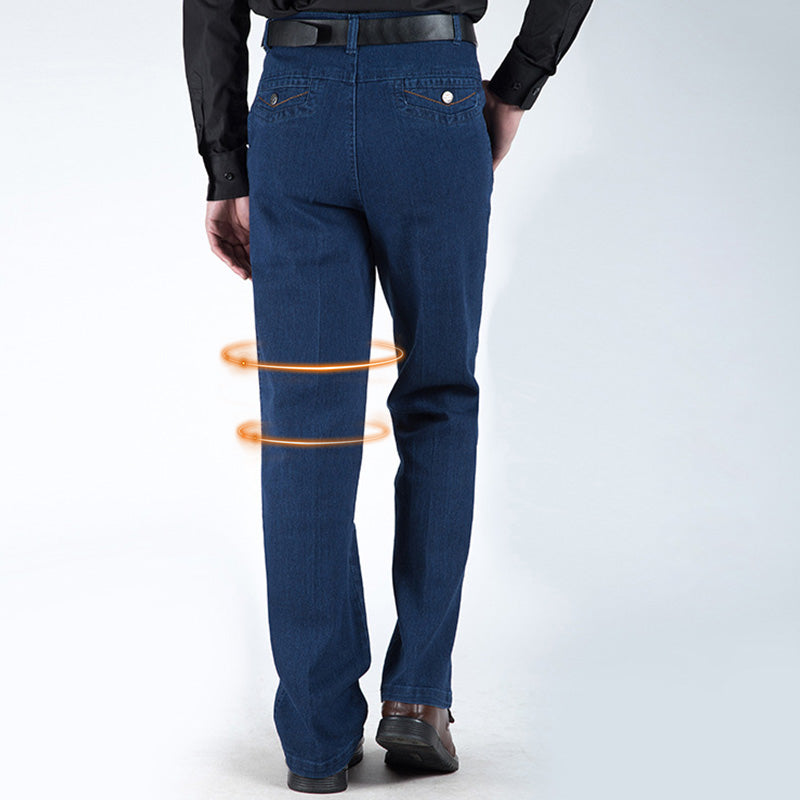👖Jeans de Cintura Alta Rectos para Hombre | Elásticos, Holgados y Ligeros para Primavera-Verano ✨ Comodidad Todo el Día