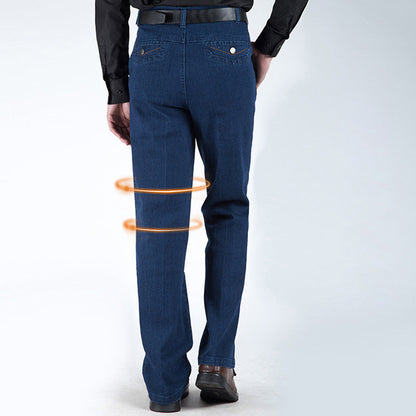 👖Jeans de Cintura Alta Rectos para Hombre | Elásticos, Holgados y Ligeros para Primavera-Verano ✨ Comodidad Todo el Día