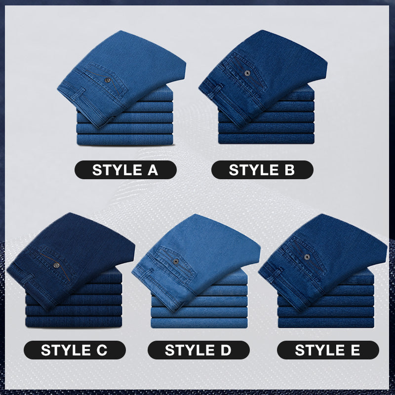 👖Jeans de Cintura Alta Rectos para Hombre | Elásticos, Holgados y Ligeros para Primavera-Verano ✨ Comodidad Todo el Día