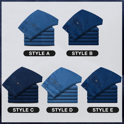 👖Jeans de Cintura Alta Rectos para Hombre | Elásticos, Holgados y Ligeros para Primavera-Verano ✨ Comodidad Todo el Día
