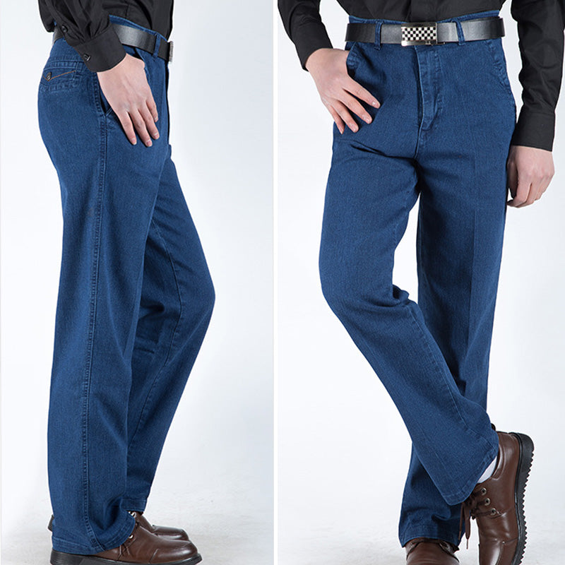 👖Jeans de Cintura Alta Rectos para Hombre | Elásticos, Holgados y Ligeros para Primavera-Verano ✨ Comodidad Todo el Día