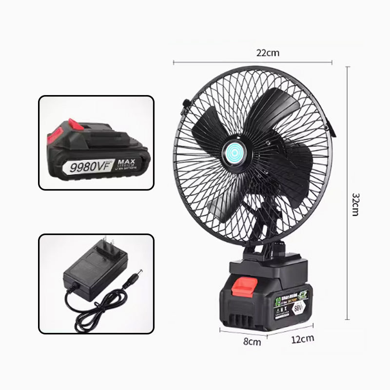 Ventilador Portátil Recargable para Camping, Inalámbrico con Batería USB