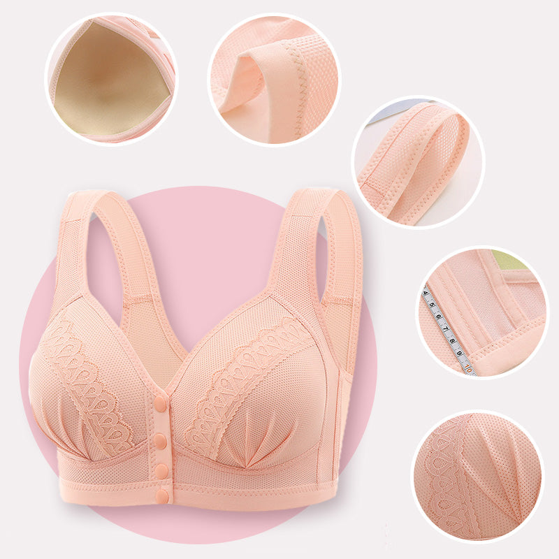 💖Compra 4 y llévate 2 gratis✨ Sujetador de algodón transpirable con botones en la parte delantera