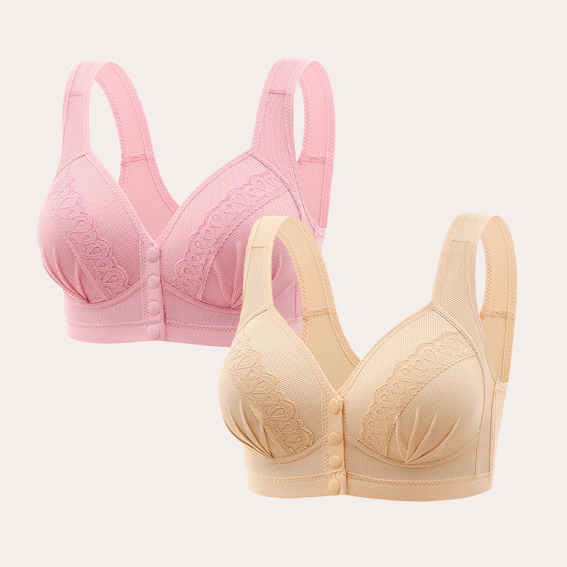 💖Compra 4 y llévate 2 gratis✨ Sujetador de algodón transpirable con botones en la parte delantera