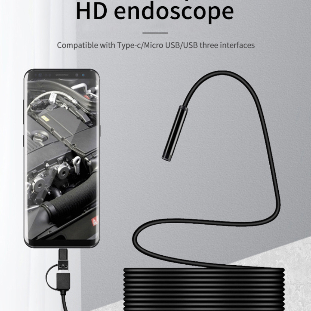 Cámara endoscópica industrial con cámara serpiente USB 3 en 1 para endoscopio de tipo C, Android y PC