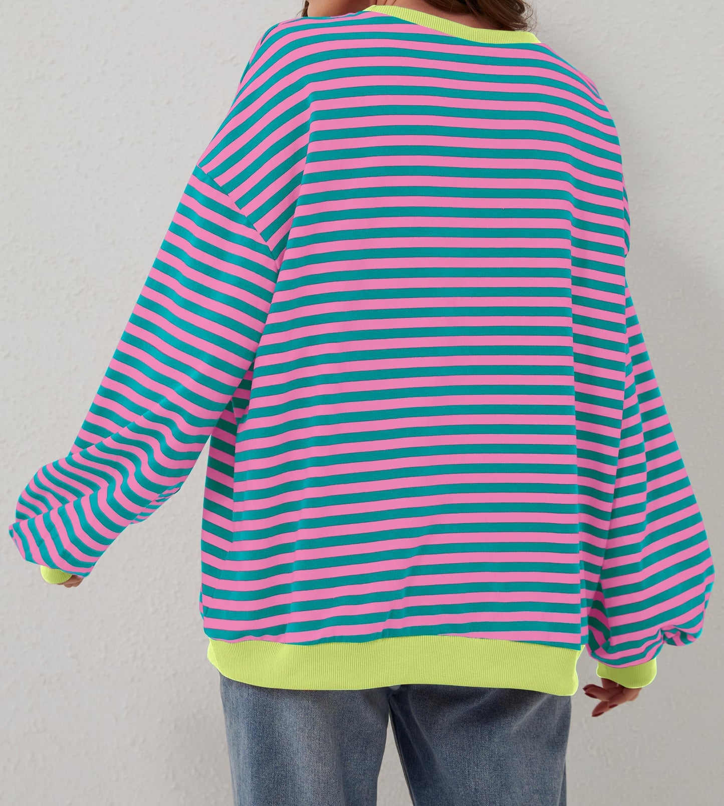 🔥2025 HOT SALE🔥Jersey de manga larga de rayas oversize para mujer