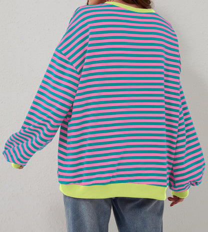 🔥2025 HOT SALE🔥Jersey de manga larga de rayas oversize para mujer