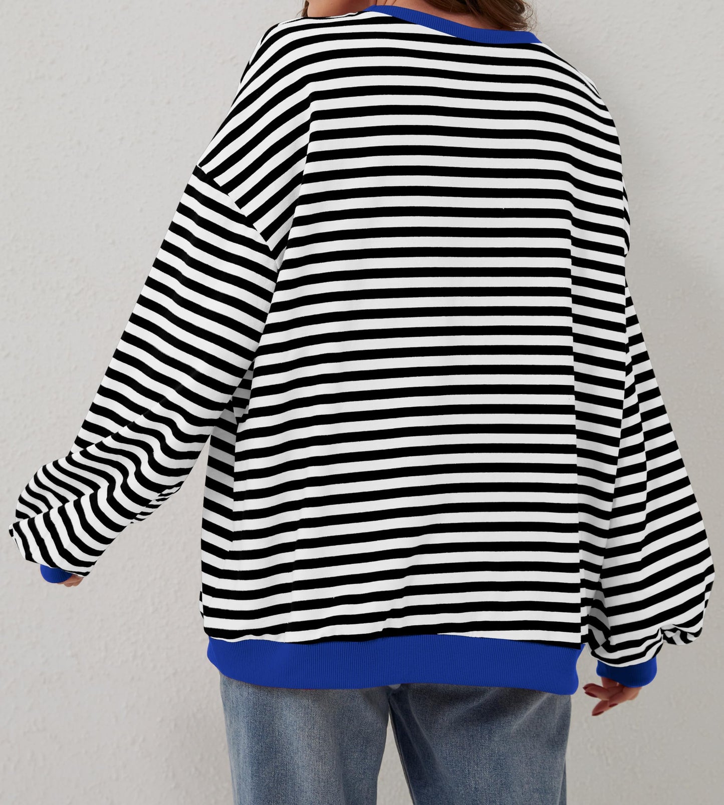 🔥2025 HOT SALE🔥Jersey de manga larga de rayas oversize para mujer