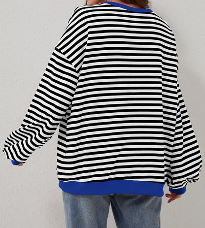 🔥2025 HOT SALE🔥Jersey de manga larga de rayas oversize para mujer
