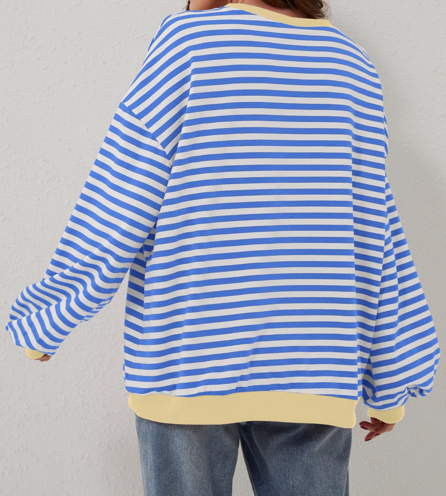 🔥2025 HOT SALE🔥Jersey de manga larga de rayas oversize para mujer