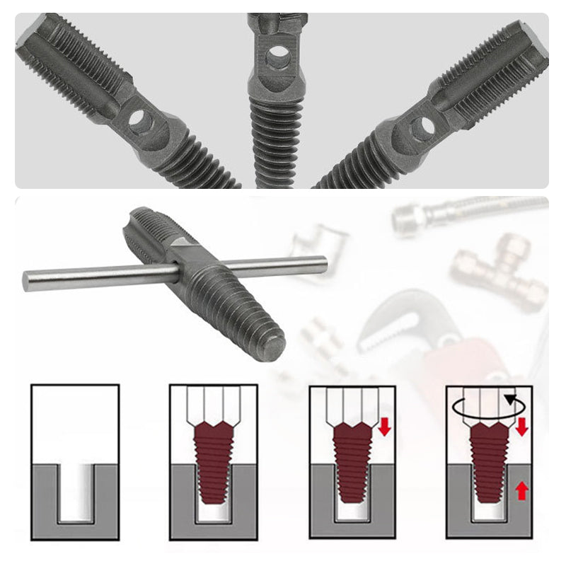Kit Extractor y Reparador de Roscas para Tubería, Doble Función