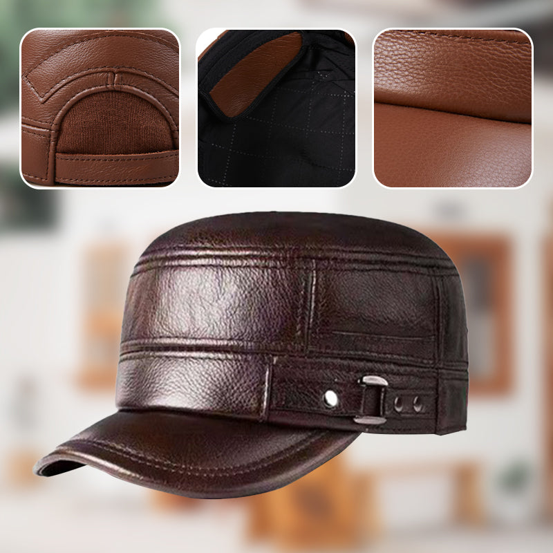 Gorra de Béisbol de Cuero PU con Tapa Plana