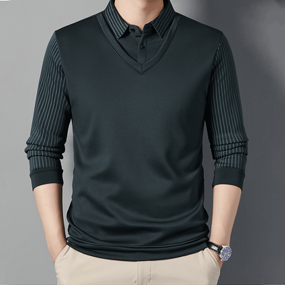 🔥2025 NEW HOT SALE-49%OFF🔥Camisa de abrigo para hombre con traje de dos piezas de imitación