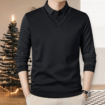 🔥2025 NEW HOT SALE-49%OFF🔥Camisa de abrigo para hombre con traje de dos piezas de imitación