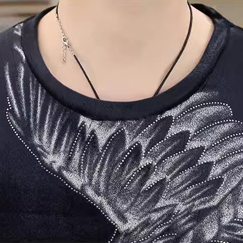 Camiseta de manga larga con estampado de águila para hombre
