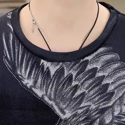 Camiseta de manga larga con estampado de águila para hombre