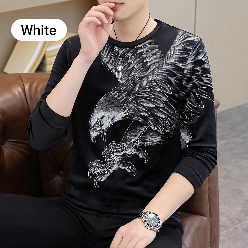 Camiseta de manga larga con estampado de águila para hombre