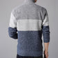 Men's Warm Color Block Full Zipper Turtleneck Sweater
