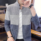 Men's Warm Color Block Full Zipper Turtleneck Sweater