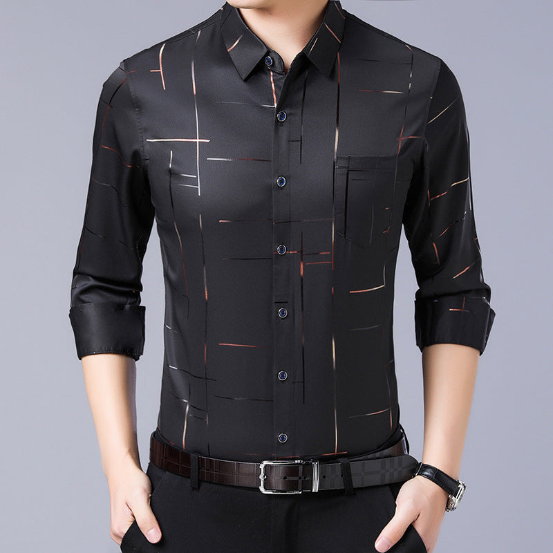 👔 Camisa Fina sin Planchado para Hombre – Elegante, Cómoda y Perfecta para Otoño e Invierno ✨❄️