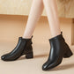 Elegantes botines de tacón grueso para mujer con forro de felpa